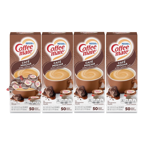 Coffee Mate Liquid Coffee Creamer, Cafe Mocha, 0.38 oz Mini Cups, PK200